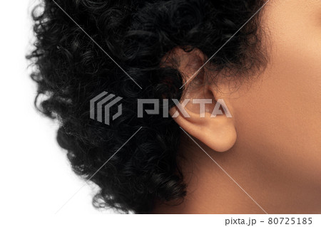 close up of african american woman's ear close up of african american woman's ear 80725185