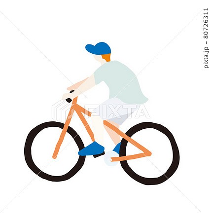 自転車を漕ぐ人のベタ塗りイラストのイラスト素材