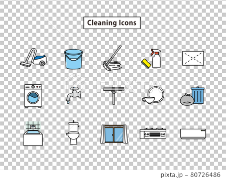 掃除　清掃　掃除用具　道具　アイコン　セット 80726486