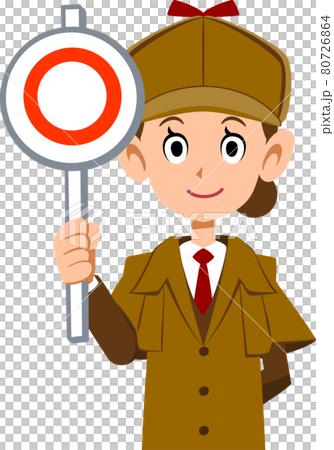 正解を伝える女性の探偵の上半身 80726864