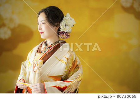 色打掛　茶色い総絞りの掛下 80730069