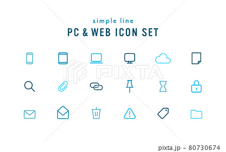 PCやWEBのアイコンのセット ビジネス シンプル インターネット スマホ パソコン マーク ピクト PCやWEBのアイコンのセット ビジネス シンプル インターネット スマホ パソコン マーク ピクト 80730674