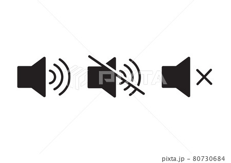 sound volume and mute set icon silent Sound off symbol for your web design, logo, UI. illustration 80730684