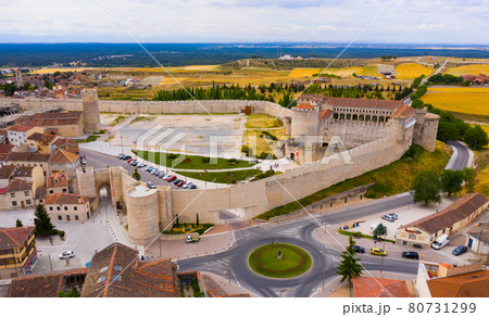 Aerial view of Cuellar Castle in Segovia Province, Leon, Spain Aerial view of Cuellar Castle in Segovia Province, Leon, Spain 80731299