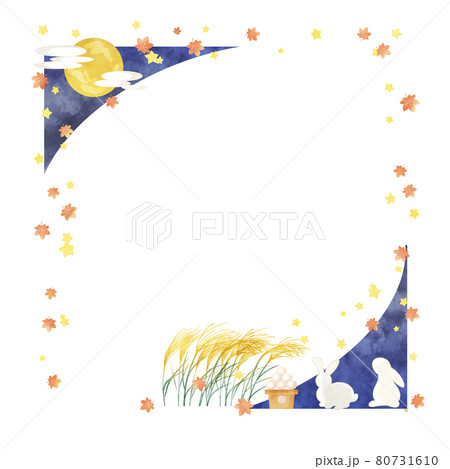 十五夜 お月見うさぎ 正方形 のイラスト素材