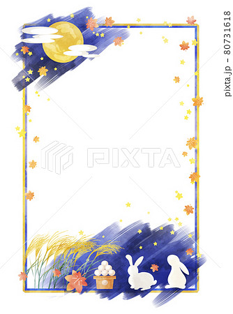 十五夜　お月見うさぎ（枠 縦） 80731618