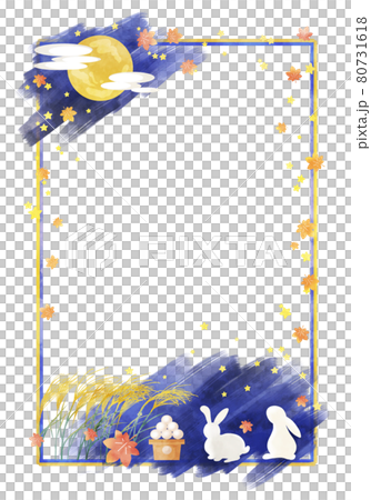 十五夜　お月見うさぎ（枠 縦） 80731618