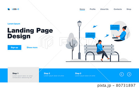 Woman using mobile phone to work outside 80731897