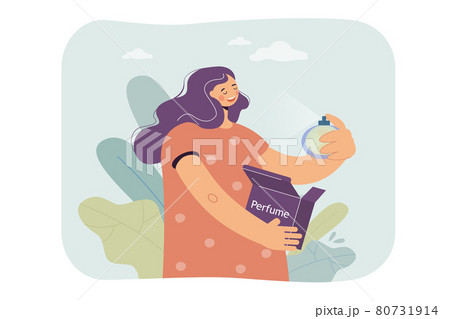 Woman enjoying perfume vector illustration 80731914