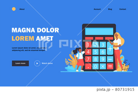 Woman explaining girl how to use calculator 80731915