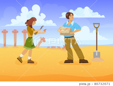 Man and woman in search of treasures 80732071
