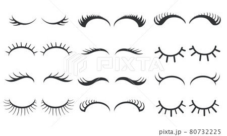 Different simple styles of eyelashes vector illustrations set 80732225