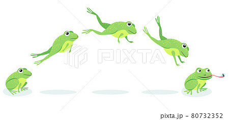 Animated process of frogs leaps sequence 80732352