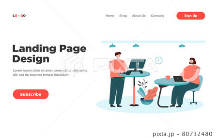 Office employees working at ergonomic workplaces 80732480