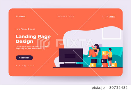 Mother watching TV and son playing near her 80732482