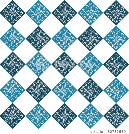 Sicilian Blue Ceramic tile pattern, repeating texture print, background. Vector illustration 80732630