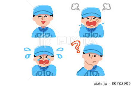 作業員男性上半身セット（手描きカラー） 80732909