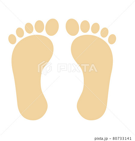 足跡足の裏の漫画イラスト アイコン ボディパーツフットヘルス健康イメージのイラスト素材