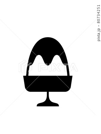 モノクロのかき氷のイラストのイラスト素材