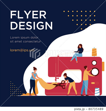 Tiny tailors creating outfit and apparel on sewing machine Tiny tailors creating outfit and apparel on sewing machine 80735489