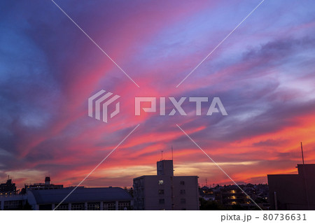 ある真夏の夕方の空の光景 80736631