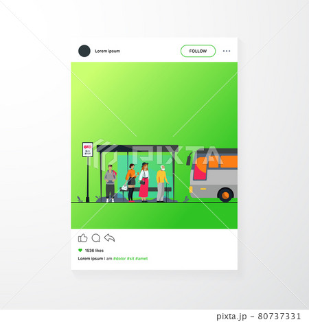 Passengers Waiting For Public Transport At Bus のイラスト素材
