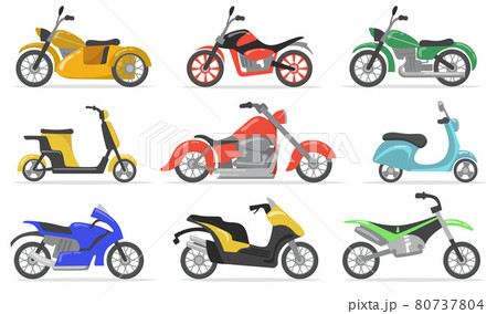 Various motorbikes flat item set 80737804