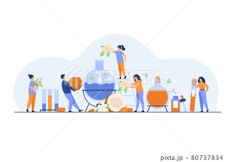 Team of technologists making skin care products 80737834