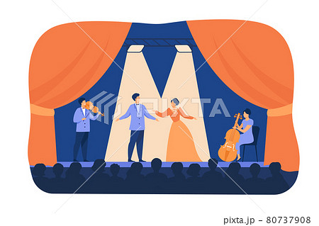 Opera singers playing on stage with musicians Opera singers playing on stage with musicians 80737908