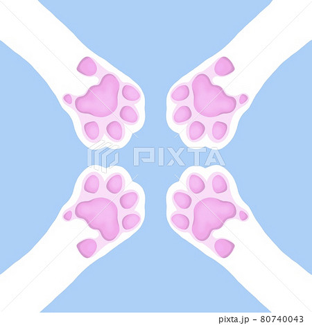 猫の肉球 ピンク のイラスト 円陣のイラスト素材