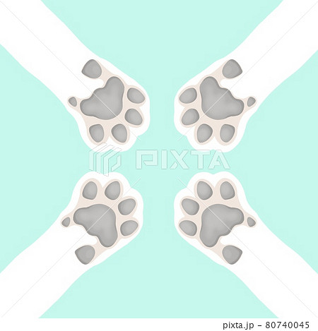 猫の肉球（灰色）のイラスト　円陣 80740045