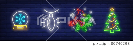 Christmas decoration in neon style collection 80740298