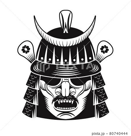 Japanese warrior black mask flat image 80740444