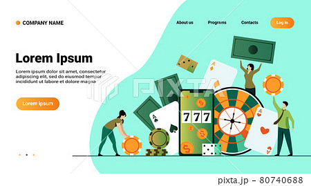 Happy tiny people gambling in online casino 80740688