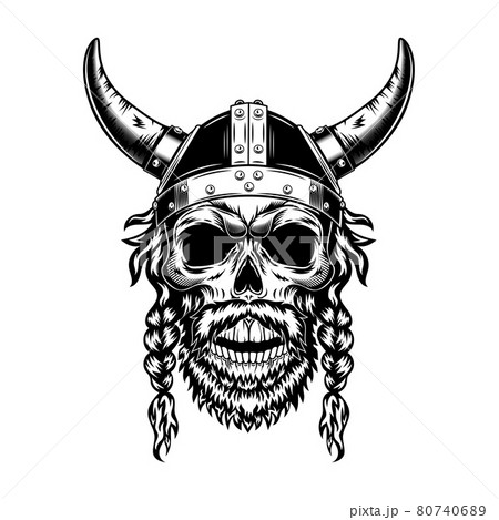 Viking skull in horned helmet vector illustration Viking skull in horned helmet vector illustration 80740689