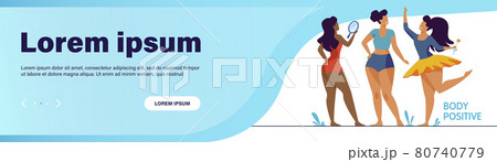 Happy girls admiring their bodies flat vector illustration 80740779