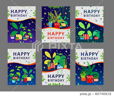 Happy birthday greeting cards design set Happy birthday greeting cards design set 80740819