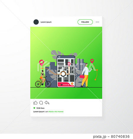Tiny people using mobile application with map outdoors 80740836