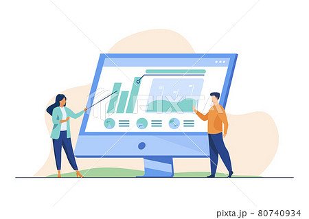 Professionals analyzing charts on computer monitor 80740934