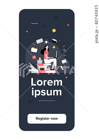 Student with laptop studying on online course 80740935