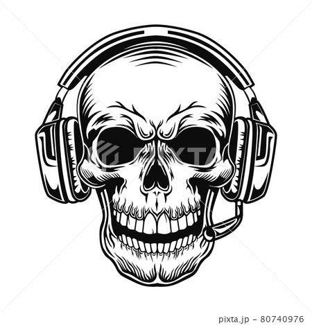Skull with headset vector illustration Skull with headset vector illustration 80740976