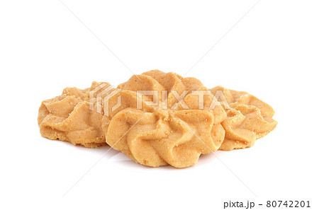 Homemade butter cookies on white background Homemade butter cookies on white background 80742201