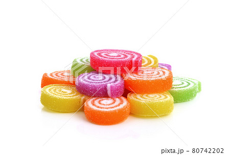 Jelly sweet, flavor fruit, candy dessert colorful on white background Jelly sweet, flavor fruit, candy dessert colorful on white background 80742202