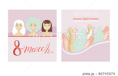 International Women Day Card as Global Holiday Greeting Vector Set International Women Day Card as Global Holiday Greeting Vector Set 80745074