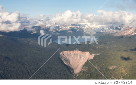 Aerial View from Airplane of Canadian Mountain Landscape 80745314