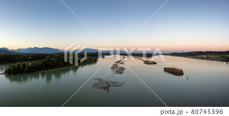View of Fraser River and Mountain Landscape in background 80745396