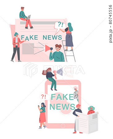Fake News, Misinformation Spreading Set, Mass Media Propaganda, Untruth Information Spread Cartoon Vector Illustration 80745556