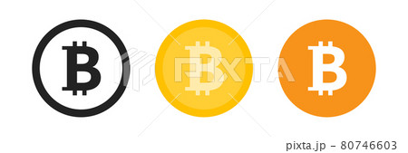 Bitcoin logo set in black, golden and orange colos Bitcoin logo set in black, golden and orange colos 80746603