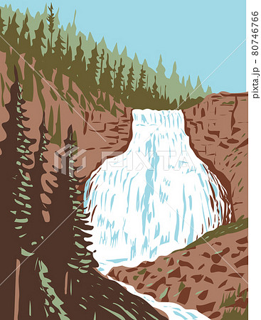 Rustic Falls on Glen Creek Within Yellowstone National Park Within Yellowstone National Park Wyoming USA WPA Poster Art 80746766