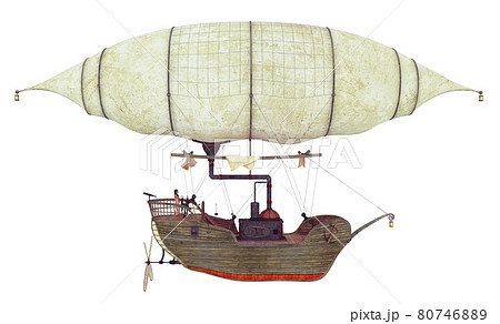 Fantasy airship isolated on white background Fantasy airship isolated on white background 80746889